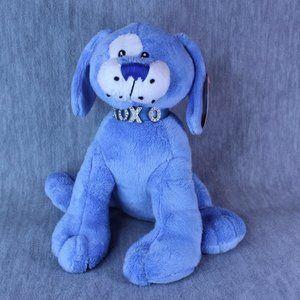 Fiesta DOG PUPPY Blue XOXO Bling Collar Plush NWT Toy Animal Stuffed 8" Sitting‎
